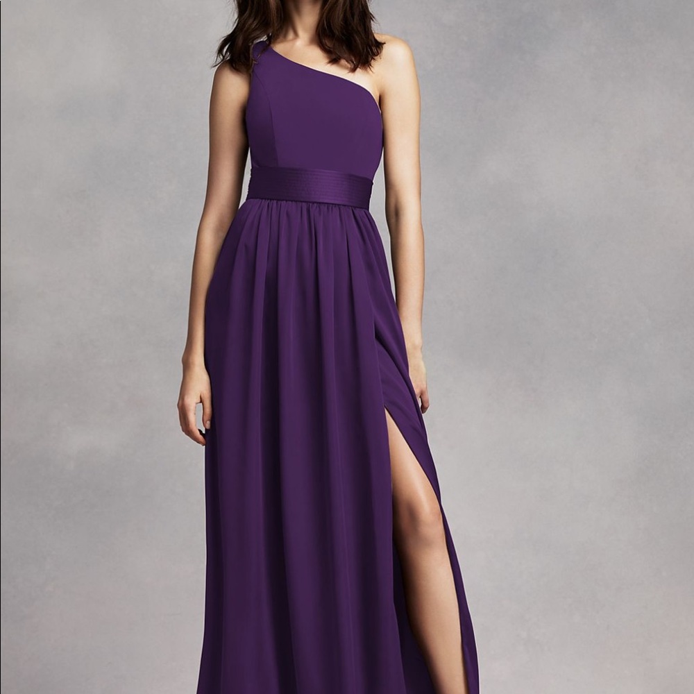 Vera Wang One Shoulder Dress with Satin Sash